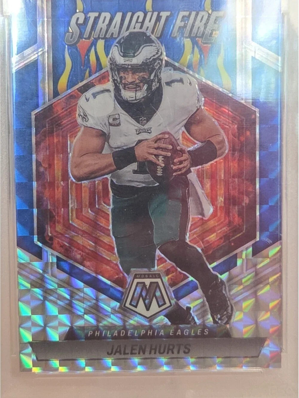2023 Panini Mosaic Jalen Hurts Straight Fire Blue Prizm 31/99 PSA 10 GEM MINT